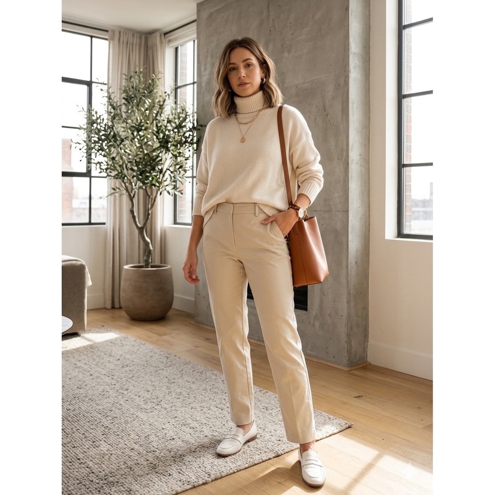 LOFT The Riviera Slim Pants Womens 14 Curvy Beige Khaki‎ Tapered Ankle Trousers